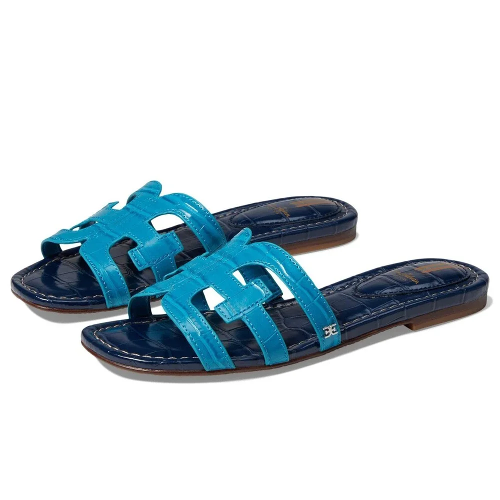 Sam Edelman Bay I5506S5402 Sandals Girls 12 M Milos Blue Leather Slide HTAT1760
